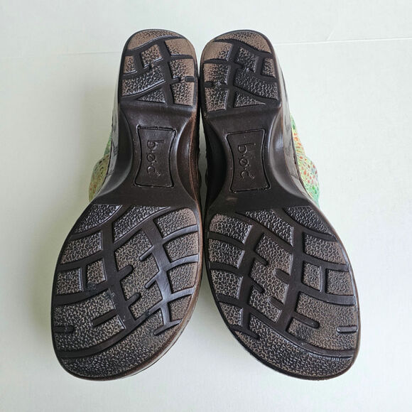 Rainbow Mosaic Clogs Born BOC Size 8 Leather Watercolor Multi Snake Print Floral - Picture 11 of 13